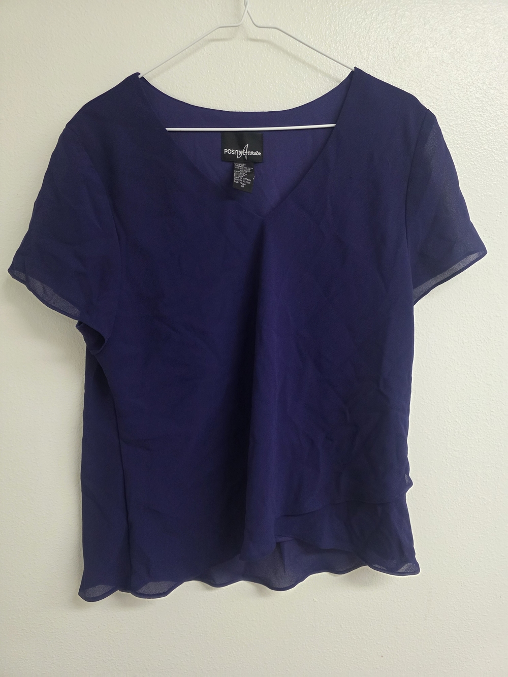 Positive Attitude Purple V-Neck Short Sleeve Blouse (0579)
